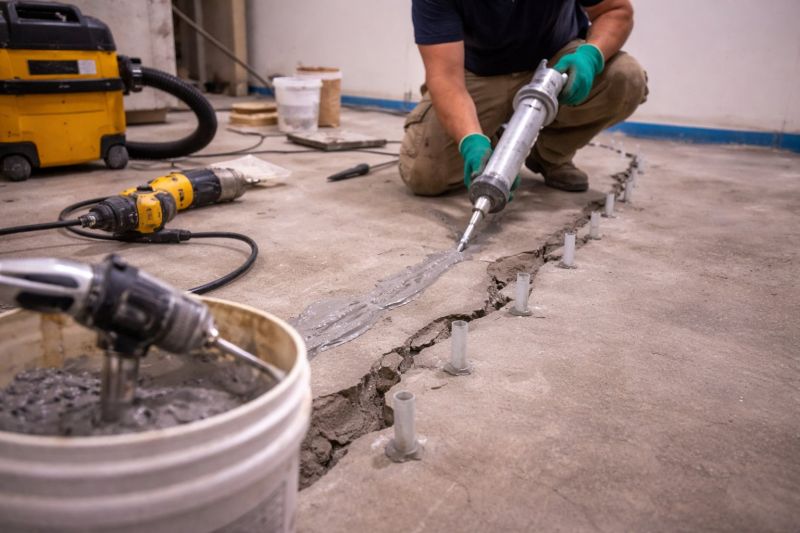 Cracked Basement Floor Repair in Newaygo, MI