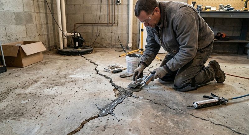 Cracked Basement Floor Repair in Newaygo, MI